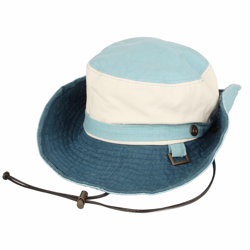 Men Summer Mesh Panama Hat Big Brim Beach Sun Fedora Cap Turquoise Rivets Band