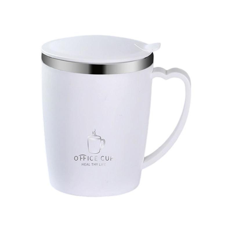Termisk kaffemugg med lock och handtag Rostfri resemugg Vakuumvärmeisolering Vattenflaskor