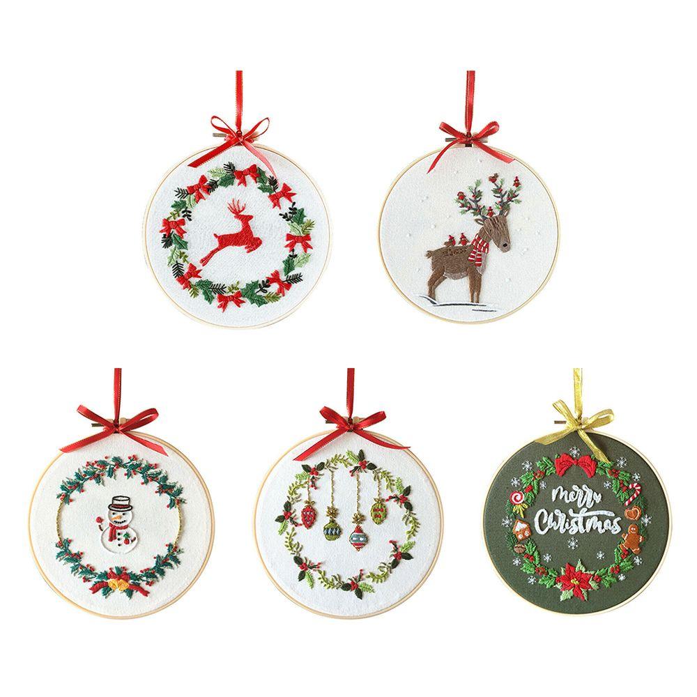 for Beginners DIY Crafts Needle Thread Sewing Accessories Embroidery Hoop Christmas Ornament Xmas Embroidery Cross Stitch Kit