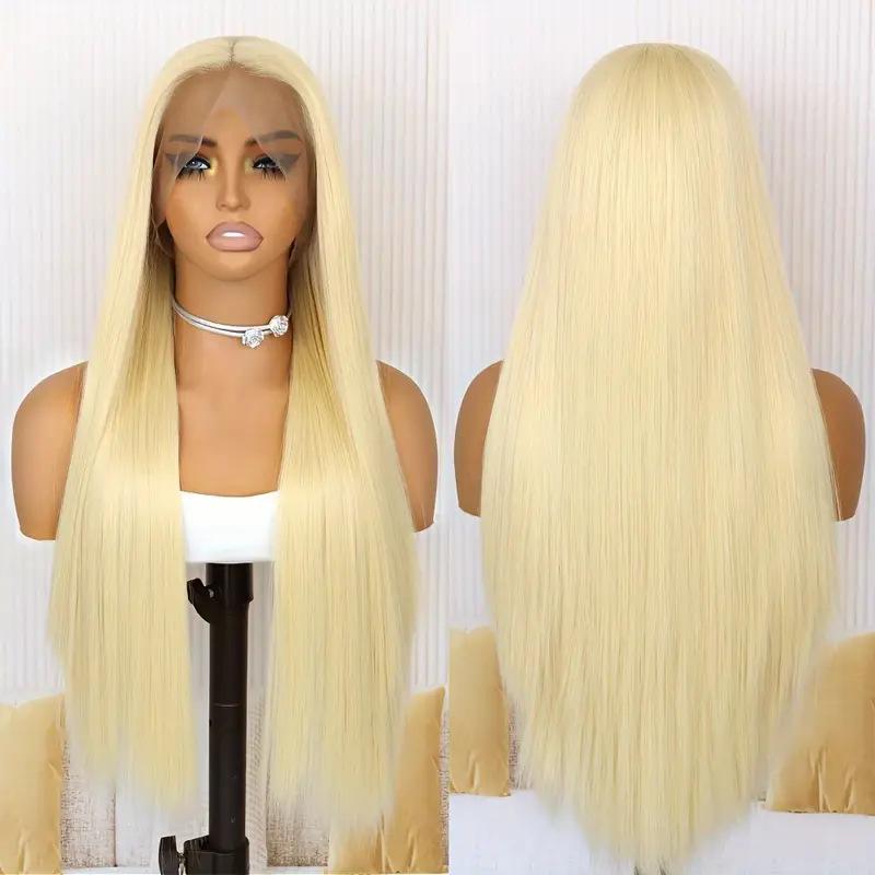 Hot-selling front lace wig long straight hair, chemical fiber full head cover fluffy natural wig spot wholesale