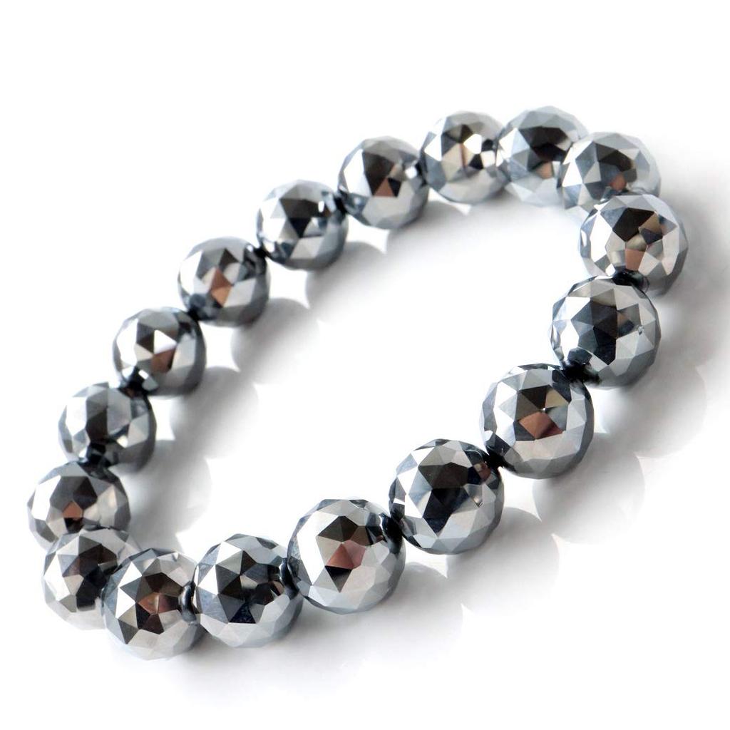 [GOLD STONE] Terahertz Crystal Star Cut 100-Face Bracelet, 12mm, 99.9999% Purity, Includes Exclusive Box, Inner Diameter Approximately 19cm