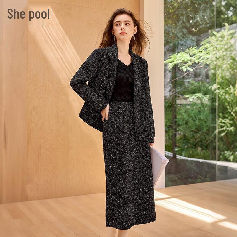 

Women s Rhinestone Blazer & Skirt Professional Suit S