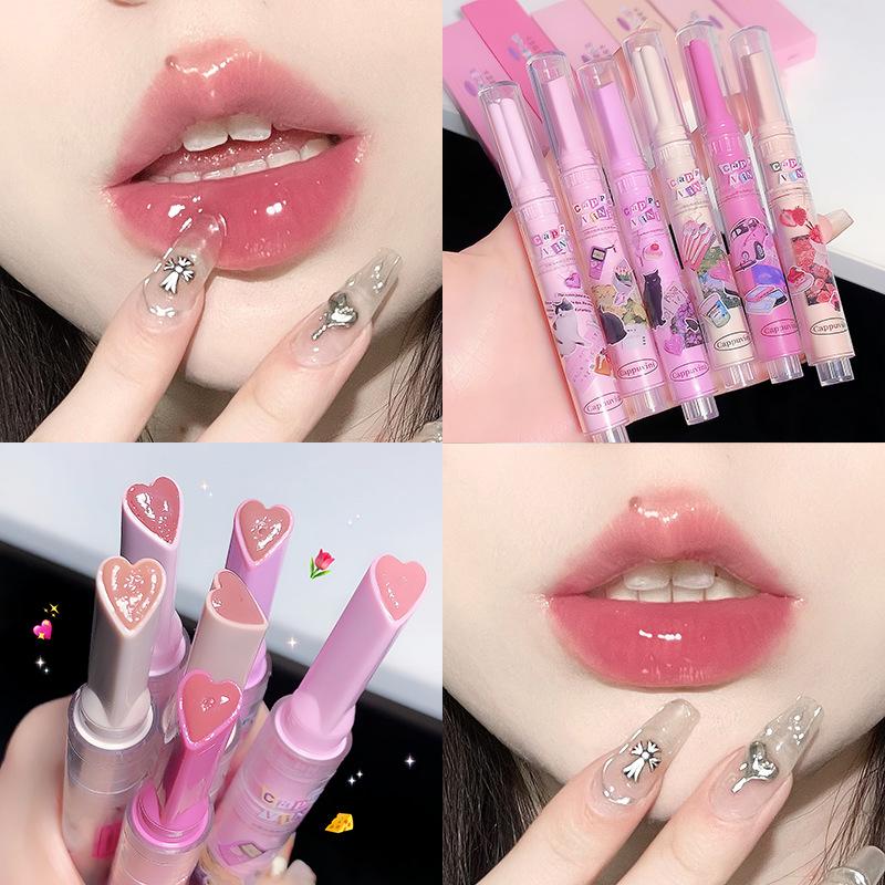 CAPPUVINI Watermelon Press-On Lip Gloss Set: Plump, Mirror-Finish, Moisturizing Lipstick
