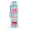 1PC Pink Cherry Blossom Flower Pattern Art 750ml Color Plastic Sports Water Bottle Leakproof Flip Straw Lid Suitable for Sports Office Home Use