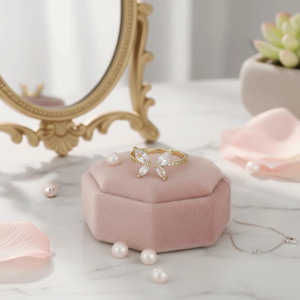 Exquisite Zircon Butterfly Ring Light Luxury Finger Jewelry Sweet Butterfly Opening Ring Daily
