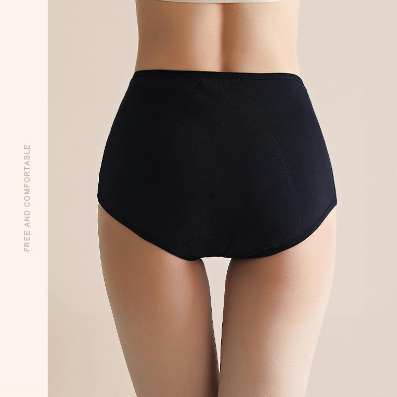 Baumwoll-Damenunterwäsche mit hohem Bund, auslaufsichere Menstruationshosen, breiter Perioden-Slip, physiologische Übergröße M-4XL, Damen-Slips