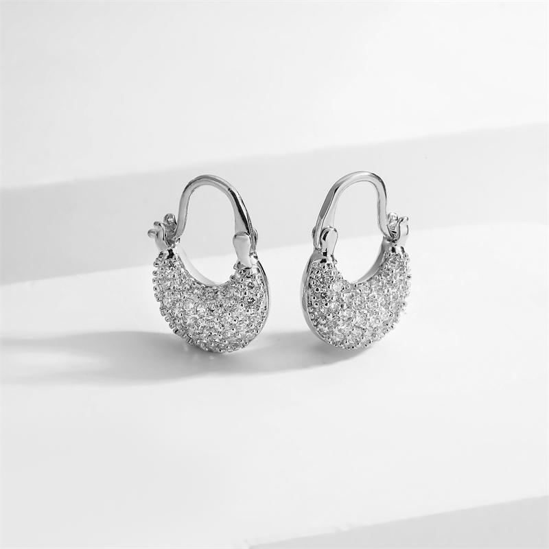 ZAKOL Fashion Gold Color Bag Shape Hoop Earrings for Women Shiny Micro Inlaid Zirconia Earring Daily Work Accessories