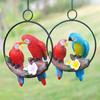 Cute Double Parrot Pendant Iron Circle Animal Sculpture Figurine Garden Decor Bird Statue  Home