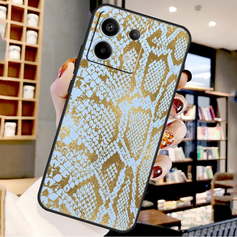 Snake Skin For Xiaomi Redmi Note 14 Pro 13 12 11 9 10 15 Pro Plus Case For Redmi 15 15C 14C 10C 12C 13C