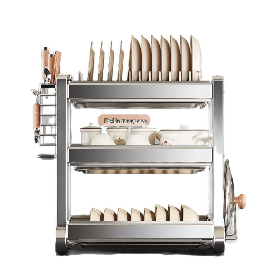 304 Stainless Steel Multi-functional Kitchen Dish Drying and Storage Rack