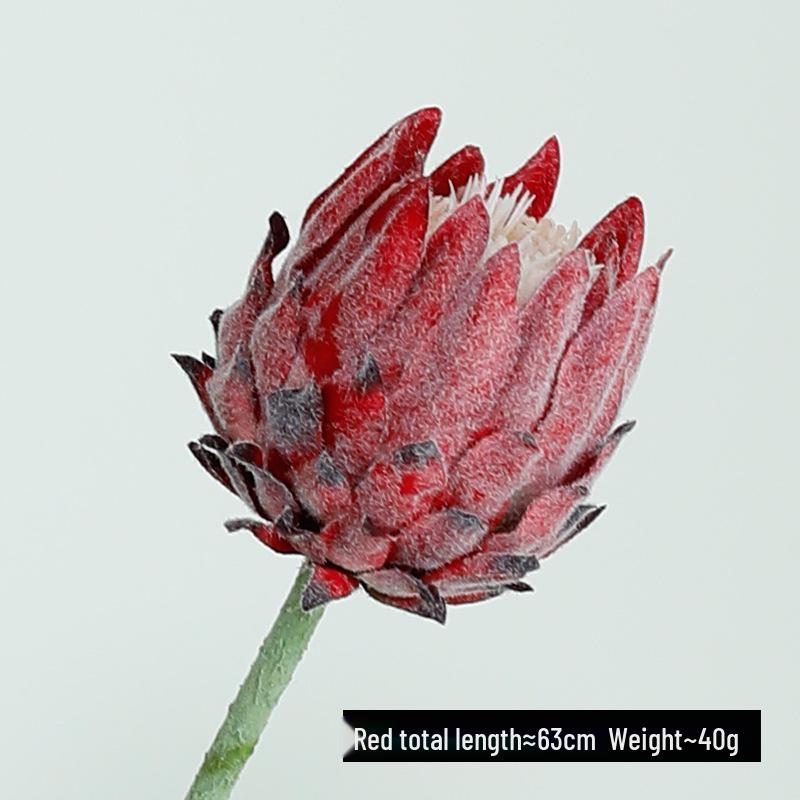 Nordic King Protea Single Stem Faux Flower Bouquet for Living Room or Wedding Decor