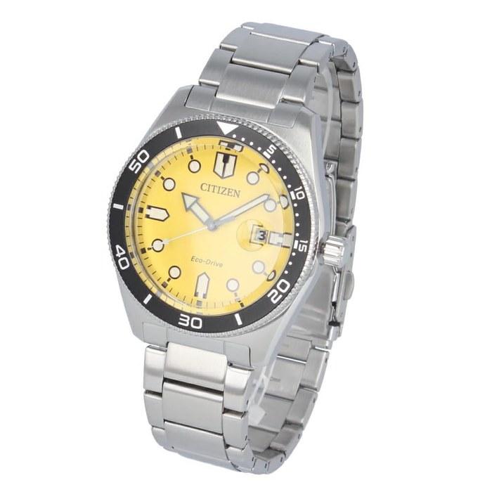 Citizen Eco-Drive AW1760-81Z Men's Solar Watch Stainless Steel Silver/Yellow/Black