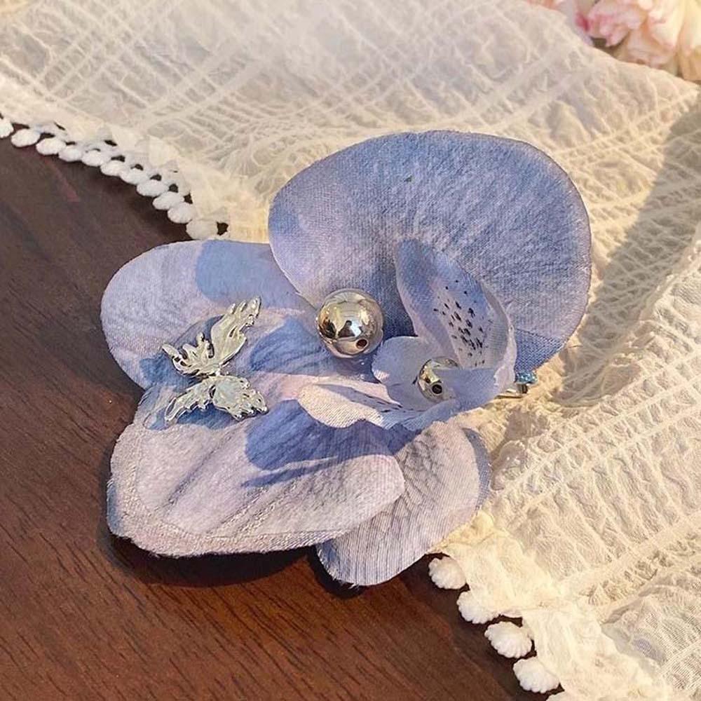 Pearl Flower Shark Clip Cloth Bohemian Style Hairpin Cute Butterfly Orchid Hair Clip  Gifts