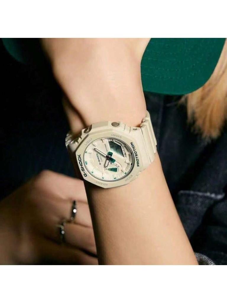 **Liquid Crystal Pointer Dual-Display Unicorn Dual-Display Quartz Movement Strap Japanese-Korean Watch, Unisex Dial - S2100GA-7APR. GMA-S2100GA