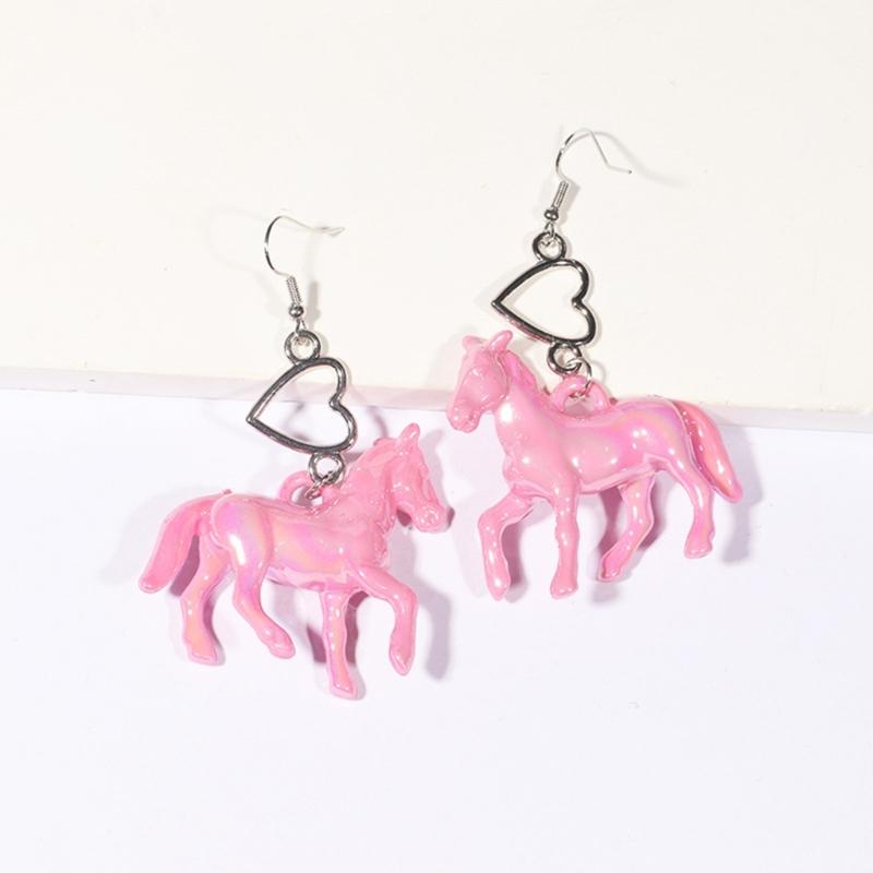 Acrylic Unicorns Earrings Adorable Ponies Heart Charm Ear Rings Unique Earwear Accessories for Fashionable Women