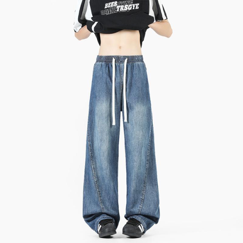 JYL Новые тонкие джинсы, эластичный пояс, узкие широкие прямые брюки для мужчин XL французские малиновый