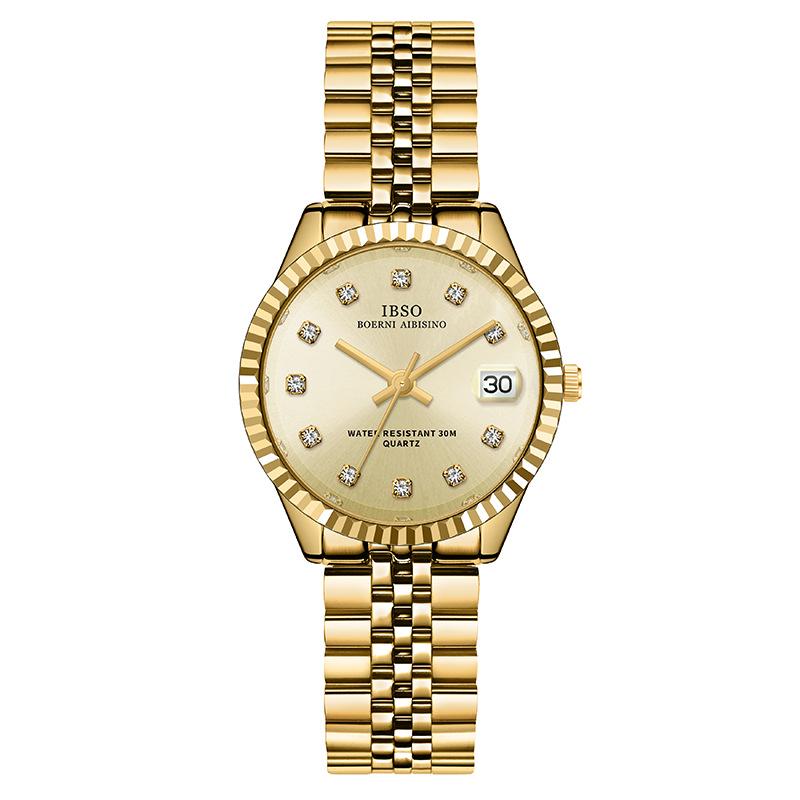 Steel Belt Women'S Watch With Diamond Belt Calendar Classic Log 1172