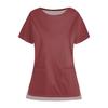Casual Protective Top Work Uniform Open Hem Pocket Neck Round Solid Color for Women