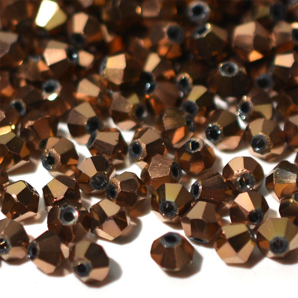 Kovová barva 100ks Průměr 4mm Bikonický tvar Pokovené Rakouské krystaly Skleněné korálky Volné Distanční korálky pro výrobu šperků