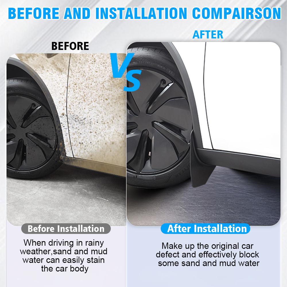 Für Tesla Model Y 2020-2025 Auto Rad Schmutzfänger Spritzschutz Schmutzfänger Vorne Hinten Kotflügel TPE Schmutzfänger Schutz