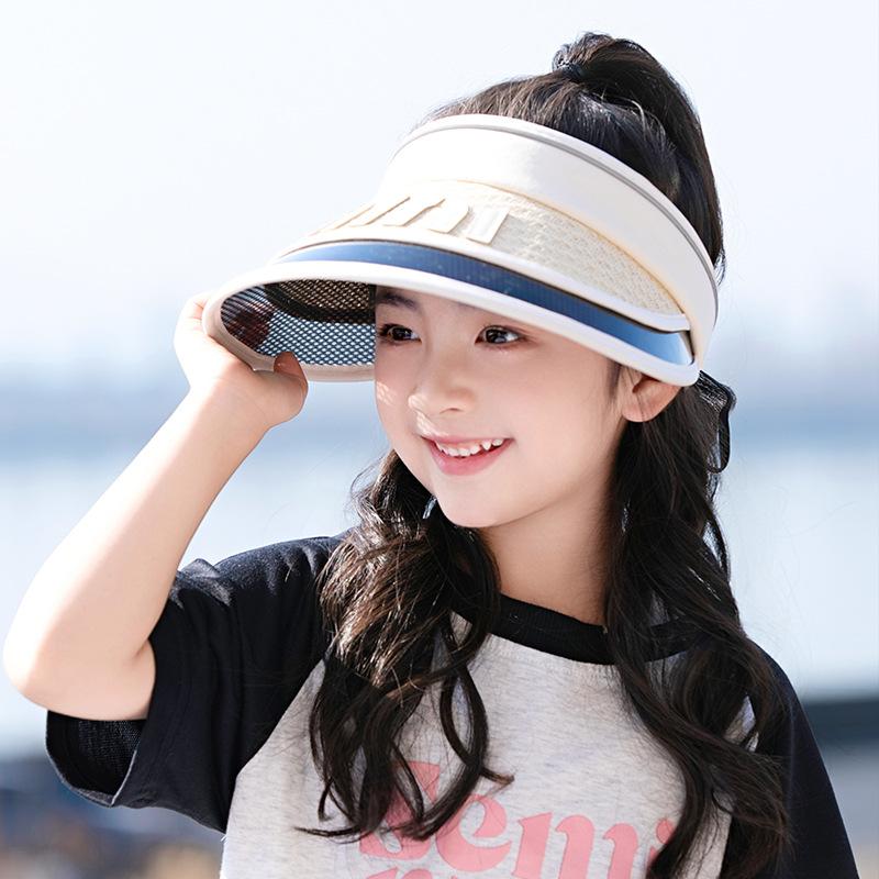 1130 Children's Hats Summer Boys and Girls Outdoor Sunscreen Hats Fashion Letters Big Brim Sunshade Empty Top Hats