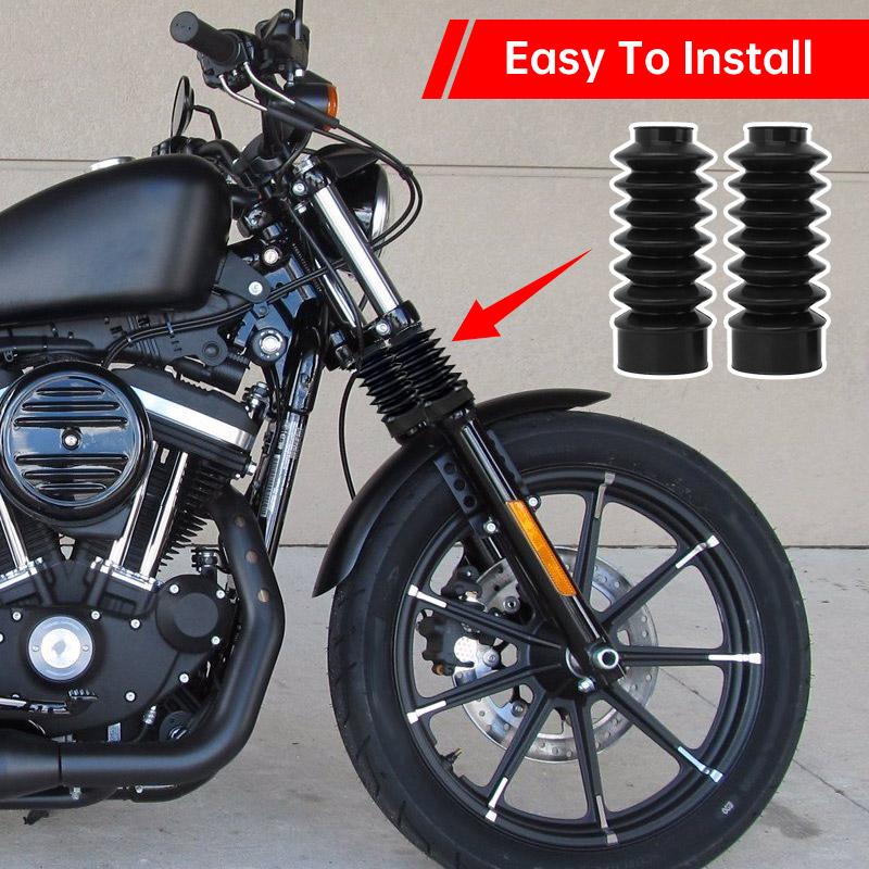 39mm Motorcycle Black Tube Hole Front Fork Guard Cover Protector Rubber Gaiter Shock Boots For Harley Dyna FXD Sportster XL
