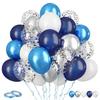 Set di 60 palloncini in lattice da 12 pollici rosa blu viola oro con coriandoli, adatto per matrimoni, compleanni, feste popolari