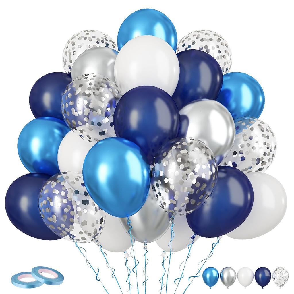 Set di 60 palloncini in lattice da 12 pollici rosa blu viola oro con coriandoli, adatto per matrimoni, compleanni, feste popolari