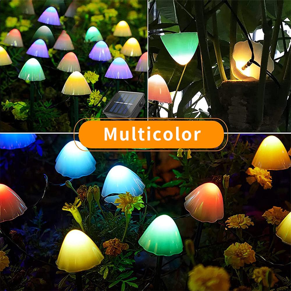 Solar LED String Lights Fairy Path Lawn Landscape Mushroom Lamp Outdoor Christmas Garden Patio Garland Street Decoration