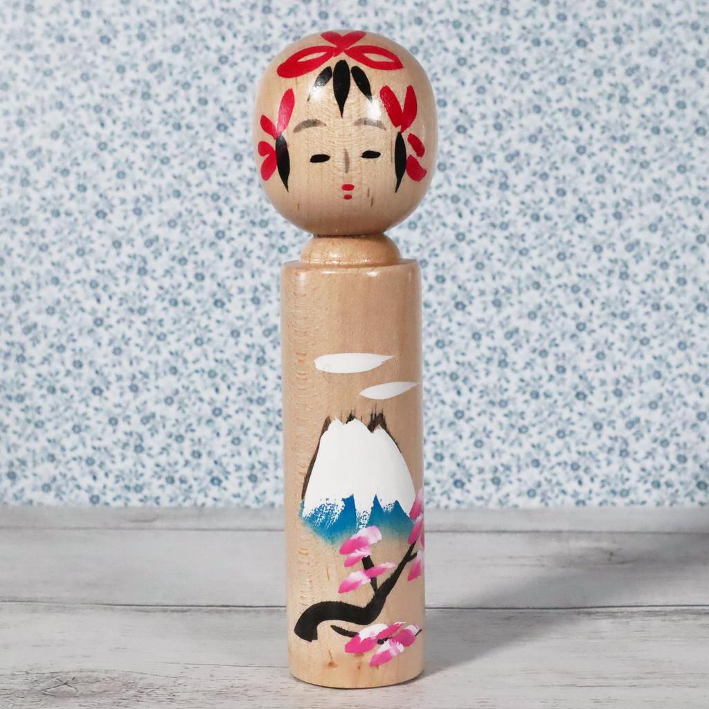 Castle Enterprise Traditional Michinoku Kokeshi Fuji Made In Japan Japanese Souvenir 4-inch Mt. (boxed)