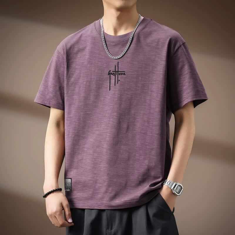 Men's Slub Cotton Embroidered Loose Fit T-Shirt