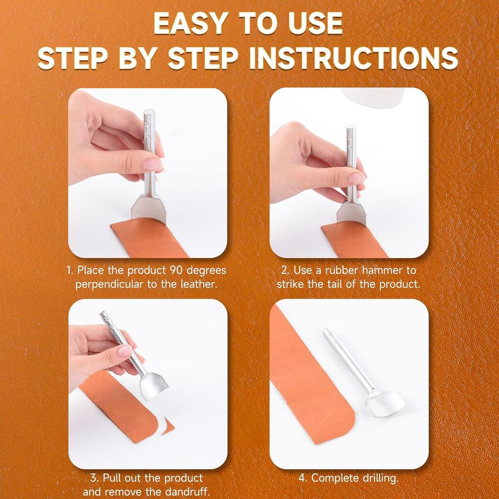 7pcs Arc-Shaped DIY Leather Craft Tools Quarter Circle Punch & Edge Cutter for Strap Belts, Wallets & Bags (10-40mm) 1