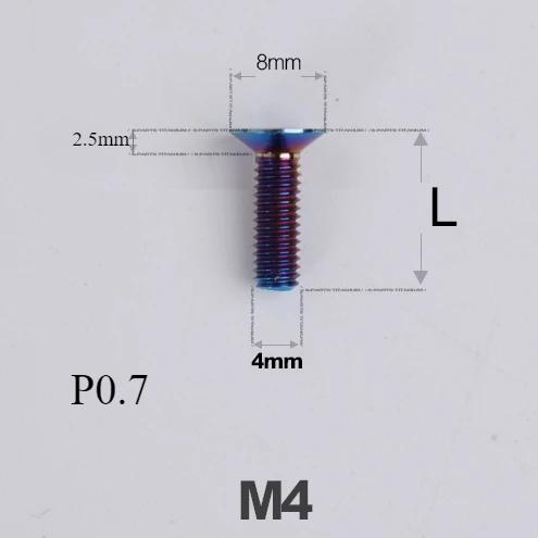 M4*8 10 12 14 16 18-50mm TC4 GR5 Titanium Alloy Torx Flat Countersunk Screw Bolt for Bike Bicycle Road Bike Multiple Colors