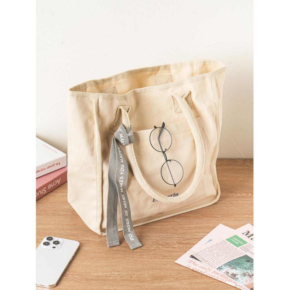 Daiso Embroidered Point Cotton Shoulder Bag  Ivory 