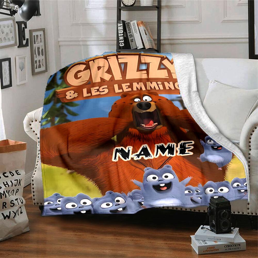Custom 1pc Grizzly Lemmings Adventure Blanket, Soft And Comfortable Blanket, Casual Warm, Camping Travel Blanket, Birthday Gift Q91269