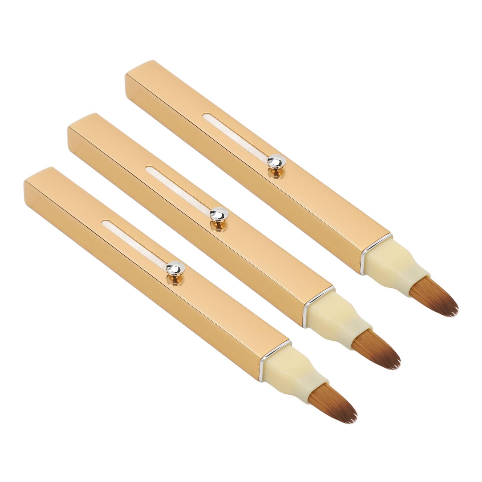 

3 шт. Золотая выдвижная кисть для губ Портативная Мягкий ворс Двусторонняя Кисть для макияжа губ и консилера Косметическая