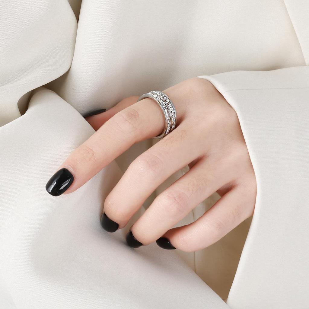 Korean Style Star Diamond Gold-Plated Titanium Steel Ring
