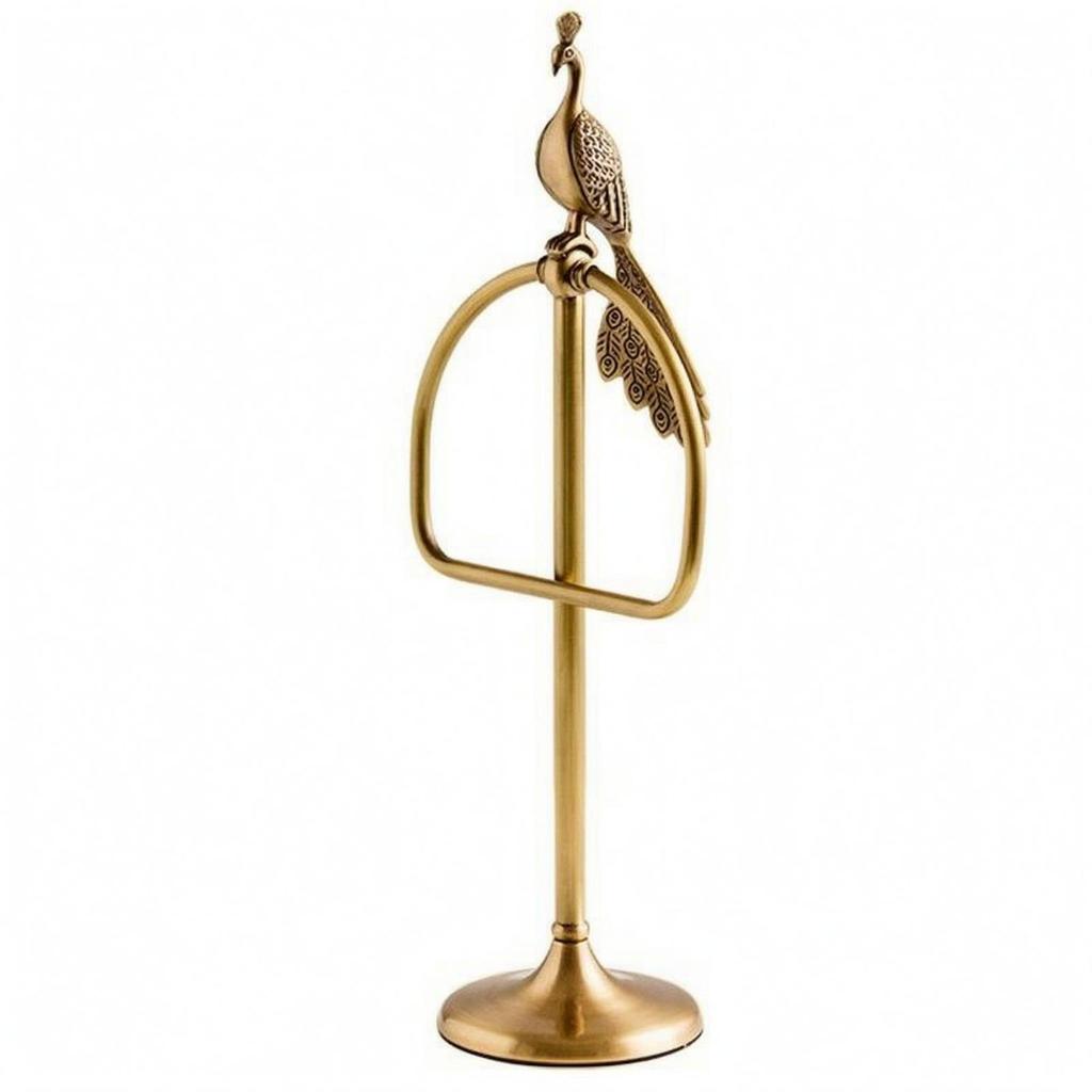 Freestanding Towel Holder PeacockThemed Tabletop Stand Brass