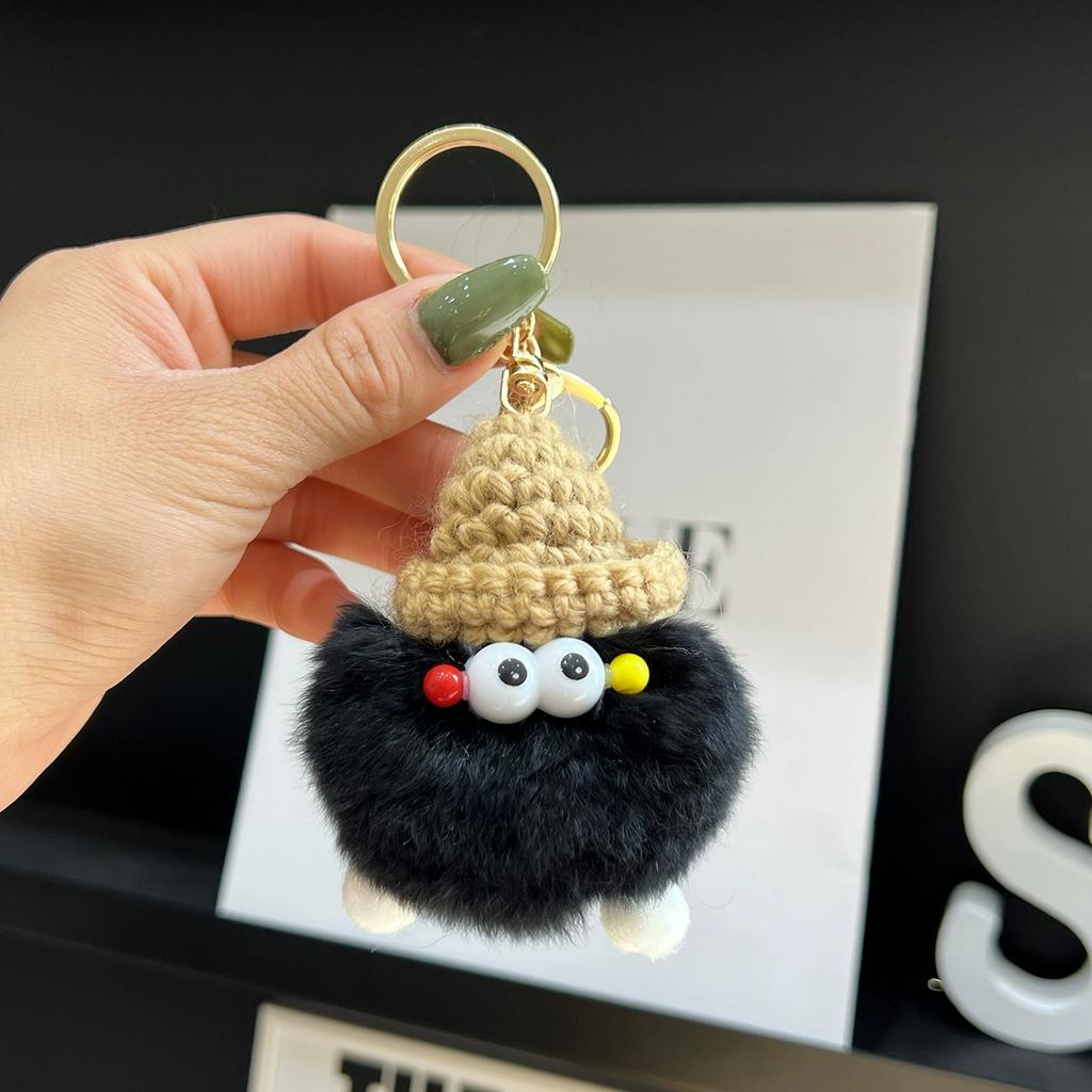 Small Coal Balls Korean Ins Internet Celebrity Rex Rabbit Hairball Cute Elf Schoolbag Pendant Car Keychain Mobile Phone Pendant