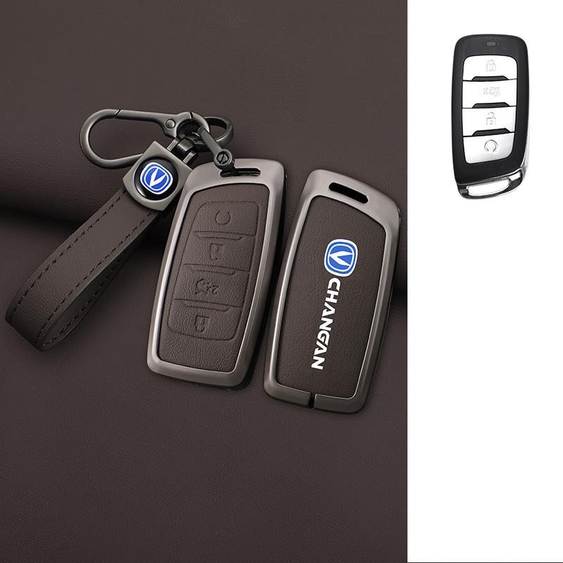 

Zinc Alloy Leather Car Remote Key Case Cover Shell Fob For Changan Hunter F70 Cs35 Cs75 Plus Cs85 Coupe Cs95 Protector Keychain