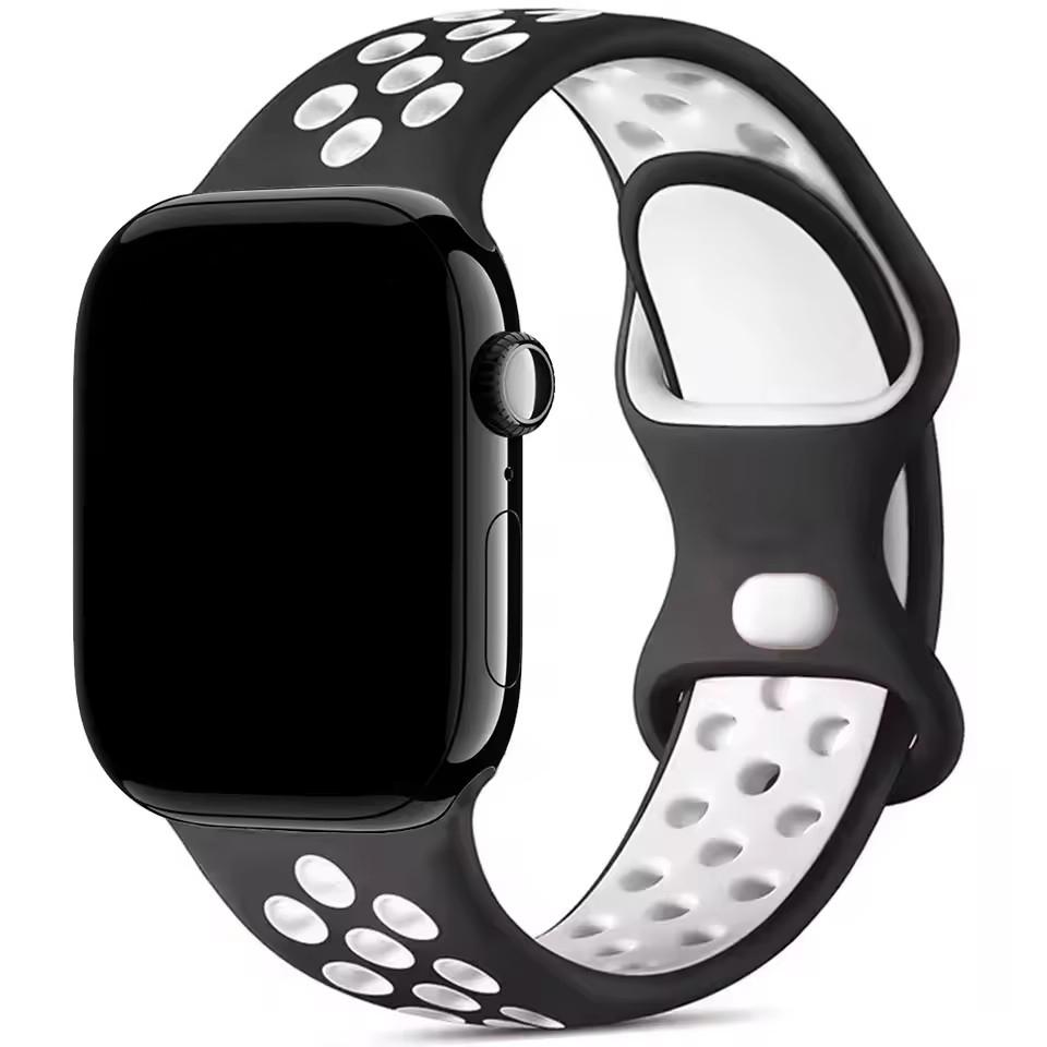 Soft Silicone Band for Apple Watch 9 8 7 6 Ultra 2 49mm 46mm 44mm Sport Waterproof Watch Strap for Iwatch Series 5 4 SE Bracelet