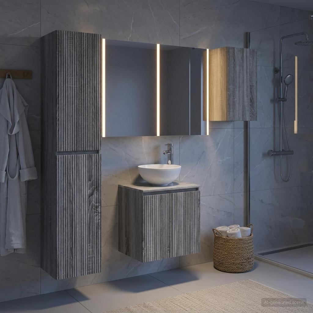 Bathroom Cabinet Set 5 pcs Grey Sonoma 53 x 15.5 x 70 cm