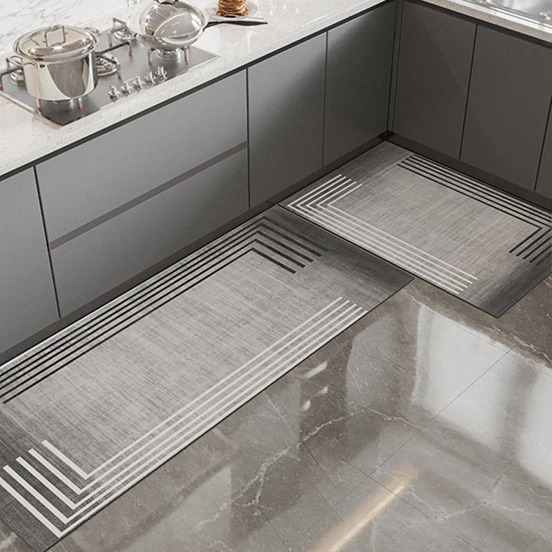 Carpet for Kitchen Waterproof Floor Mat Pvc Leather Foot Mats Non-slip Oil Proof Carpet Long Carpets Grey Home Decoration Rug