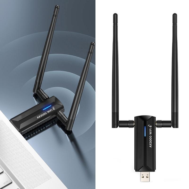 AX3000M USB WiFi 6E Adapter 6GHz/5GHz/2.4GHz Für PC Desktop Laptop, Kabelloser Netzwerk-Dongle Mit 5dBi Antennen