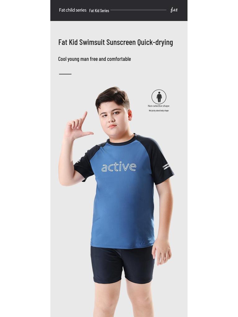 Plus Size Boys' Two-Piece Swimwear Set - Teen Swim Trunks