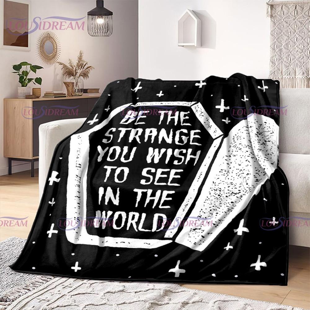 Ouija Board Witchcraft Blanket with Hands Satan Occultism Flannel Blanket Sun Moon Supplies for Altar Gothic Blankets Decor Gift
