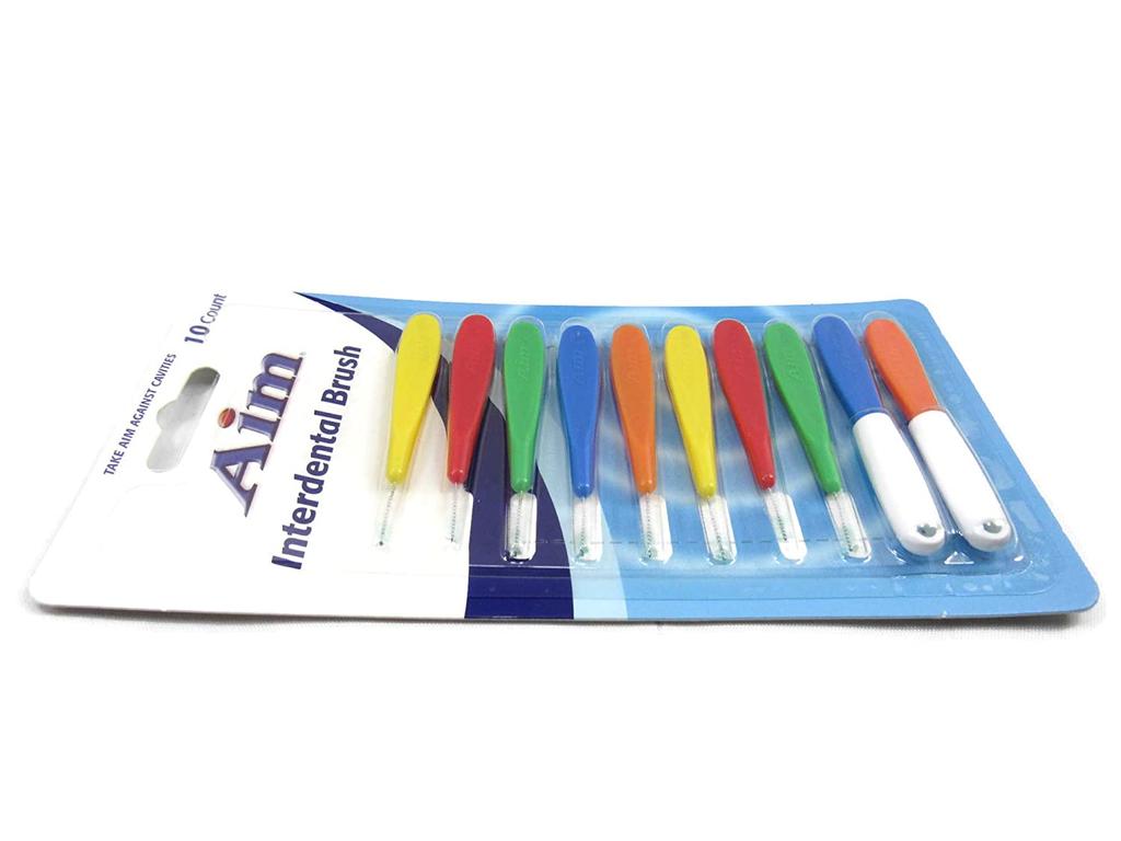 Set Of 10X Interdental Brushes, Aim, Efficient Cleaning Between Teeth, Various Colors & Sizes