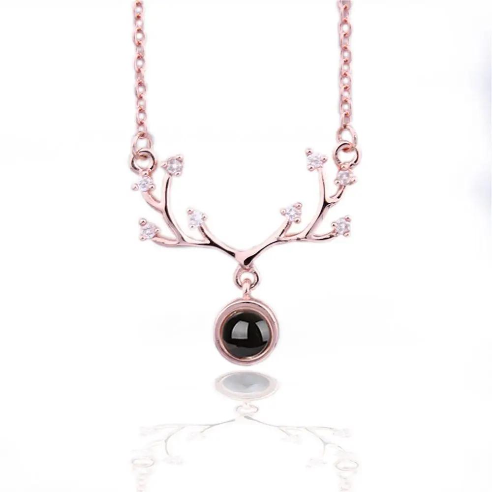 1PC Fashion Love Heart Letter Crystal Necklace 100 Languages I Love You Projection Pendant Necklace Women Jewelry Friends Gifts
