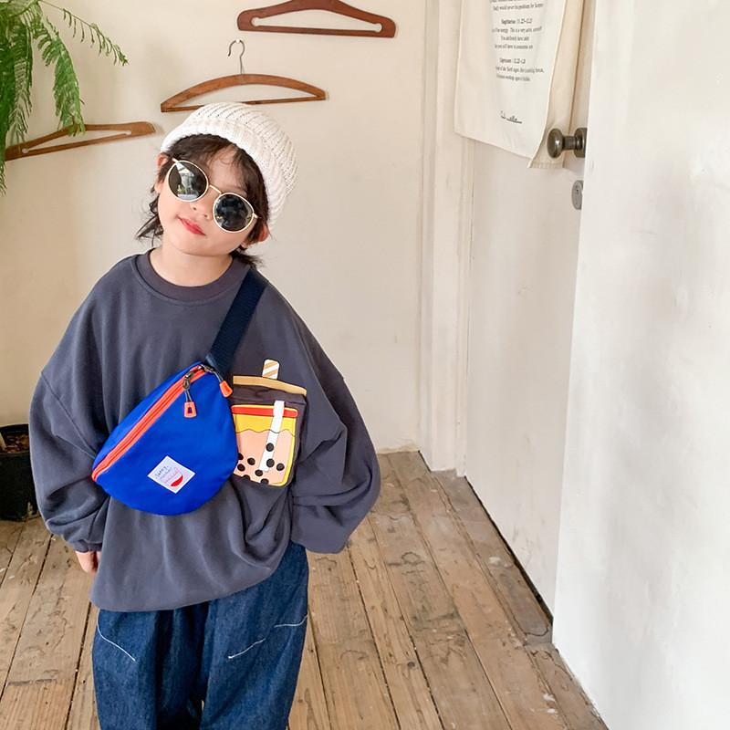 Stylish Children's Crossbody Canvas Bag For Boys With Abstract Design And Durable Features