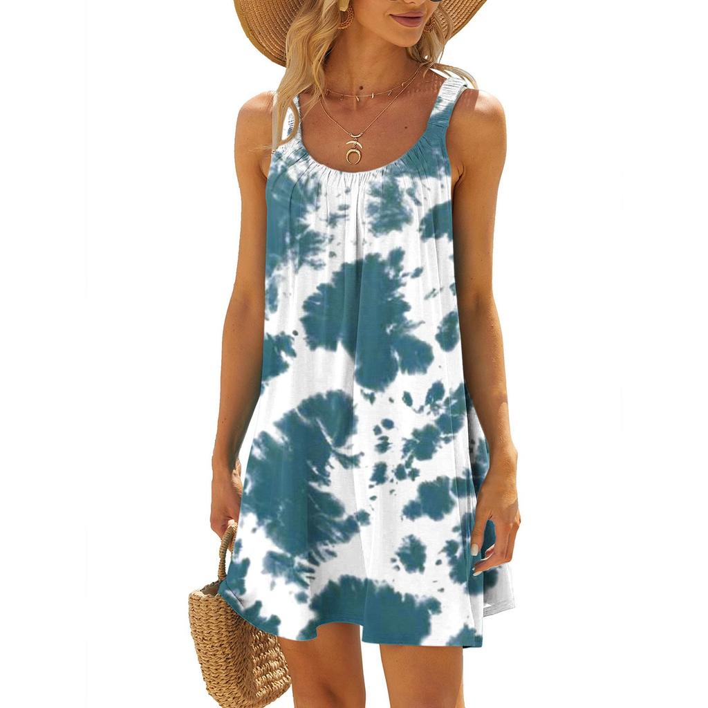 Women's Summer Sexy Suspender  Dress Sleeveless Printed Dress  Sling Dress